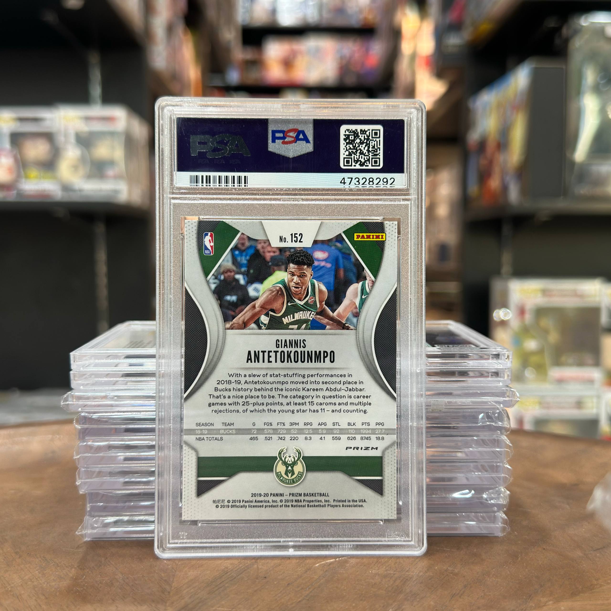 Giannis Antetokounmpo 2019 Panini Green Prizm Basketball Card #152 Graded PSA 9